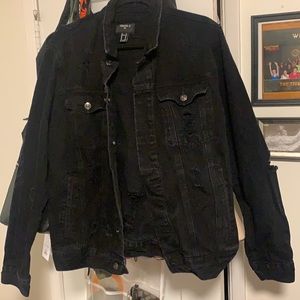 Men distressed black jacket